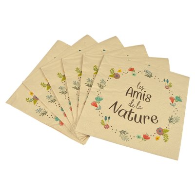 Lot de 20 serviettes en pulpe de bambou Les amis de la nature DOUCEUR D'INTÉRIEUR