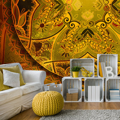 Papier peint intissé panoramique Orient Mandala: Golden Poem EDEN