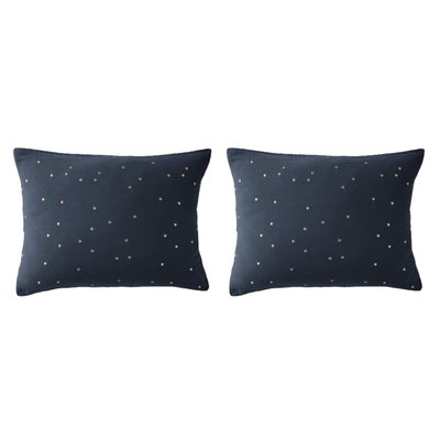 Lot de 2 taies d'oreillers à pois brodés TERRE DE NUIT