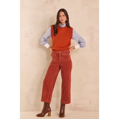 Pantalon en velours vert sauge de coton mélangé STELLA BIS Maison 123