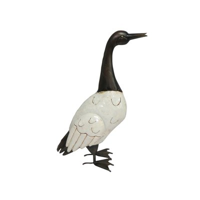 Oie en métal noir et blanc 46 cm DOUCEUR D'INTÉRIEUR
