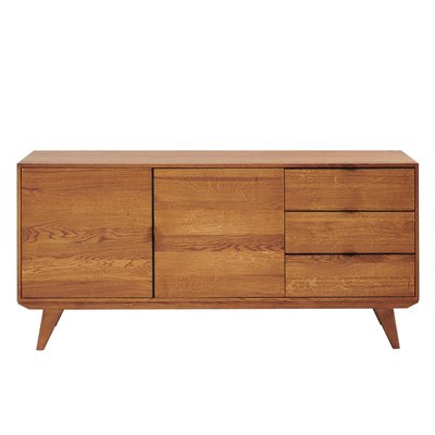 Buffet bas rétro en bois chêne 2 portes 3 tiroirs L160 noir - MALLET HELLIN, DEPUIS 1862
