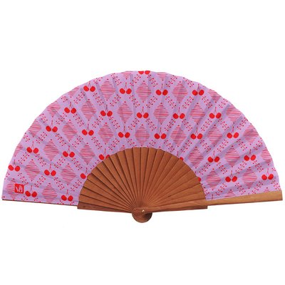 Eventail en bois et toile coton CHERRY VENT DE BOHÈME