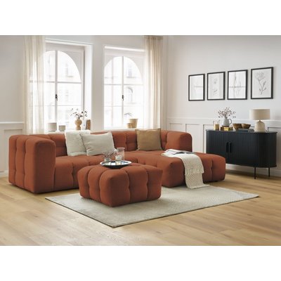 Canapé d'angle fixe 3 places en tissu avec pouf, CLOUD BOBOCHIC
