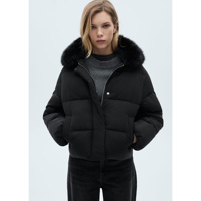 Anorak court matelassé col en imitation fourrure MANGO