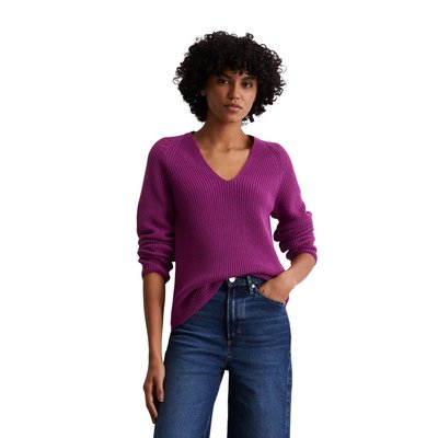 Pull en tricot col V slim en fil de coton doux MARC O'POLO