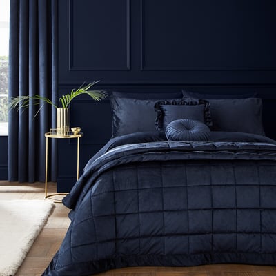 Kingsley Matt Velvet Quilted Bedspread - 220x220cm CATHERINE LANSFIELD