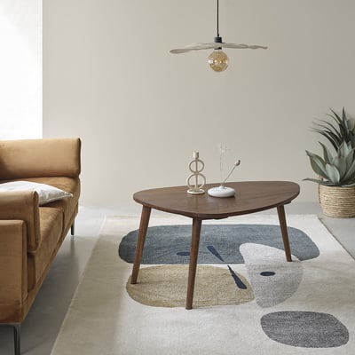 Table basse en bois massif finition noyer 100 cm  BRUNE BERAH GETAH