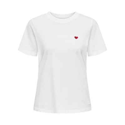 T-shirt en coton blanc uni avec une coupe droite et un col rond JDY