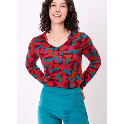 T-shirt imprimé fluide col V maille ORVAR LA FIANCÉE