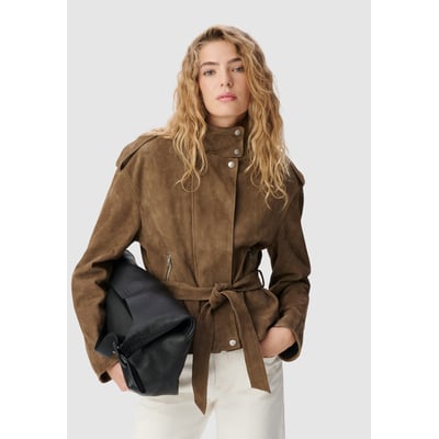 Blouson cuir velours à ceinturer IKKS