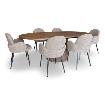 Ensemble table ovale extensible et 6 fauteuils en tweed NOW'S HOME