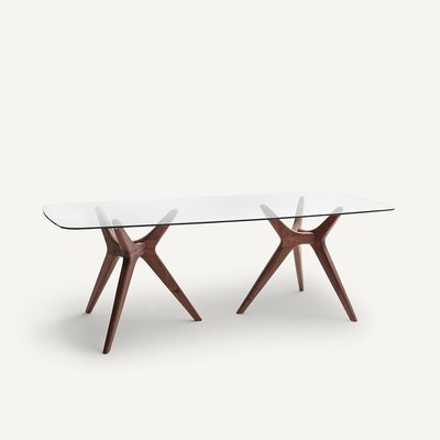Maricielo Rectangular Glass & Walnut Table AM.PM