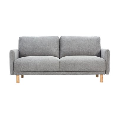 Canapé design 3 places en tissu effet velours texturé gris et bois clair BONO MILIBOO