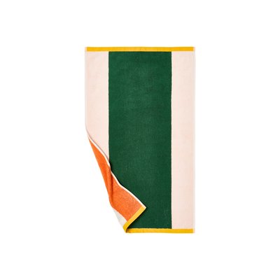 Serviette de toilette coton double face Lysiris vert et orange LYSIRIS CARRE BLANC