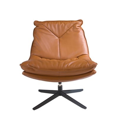 Fauteuil pivotant en cuir marron ANGEL CERDA