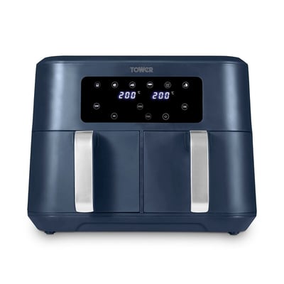Vortx 8.5L Dual Basket Air Fryer with Chrome Trim- T17137 TOWER