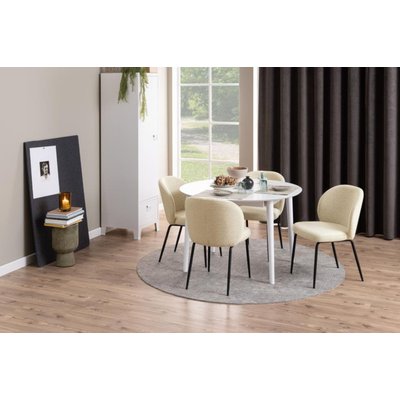 Chaise scandinave bouclette et pieds en métal noir (lot de 2) - PAMELA HELLIN, DEPUIS 1862