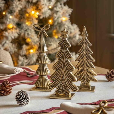 Set of 3 Heritage Tree Ornaments in Gold ÉDITÉ