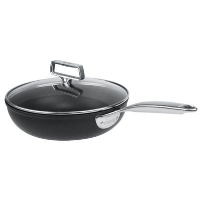 Sauteuse aluminium à poignée fixe avec couvercle en verre CASTEL'PRO CRISTEL