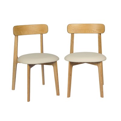 Chaise vintage bois d'hévéa et simili cuir (lot de 2) VICTOIRE SWEEEK