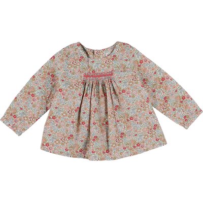 Blouse smockée brodée main liberty - Très bon état BONPOINT