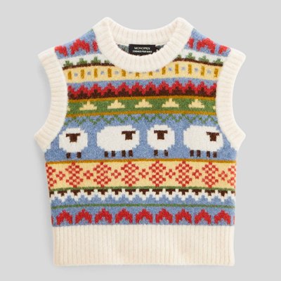 Pull jacquard sans manches MONOPRIX
