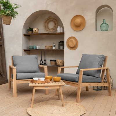 Salon de jardin en acacia, 2 pl, GILI HAPPY GARDEN