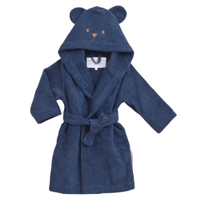 Peignoir capuche coton bio bleu foncé OURSON LITTLE CREVETTE