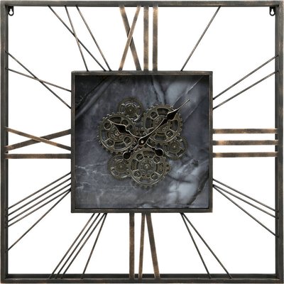 horloge murale loft dorée et noire design métal et verre RECOLLECTION