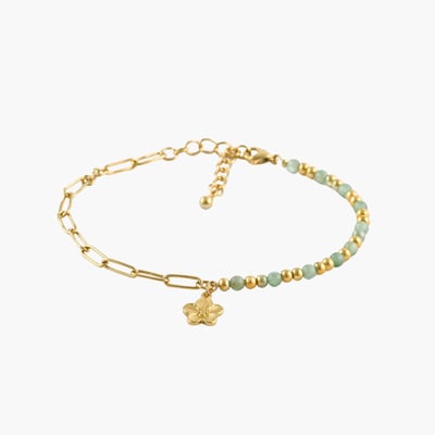 Bracelet chaîne et perles pendentif fleur - acier inoxydable BALABOOSTE