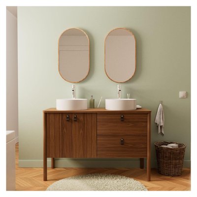Ensemble meuble double vasque 120cm + vasque + robinet + miroir JOY MOB IN