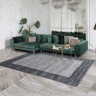 Tapis poils longs shaggy tissé motif simple BORDURE UN AMOUR DE TAPIS