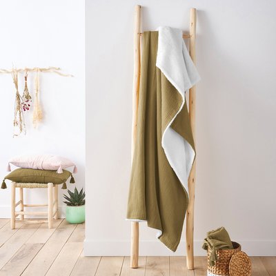 Decke Kumla aus Baumwollmusselin & Teddyfleece LA REDOUTE INTERIEURS