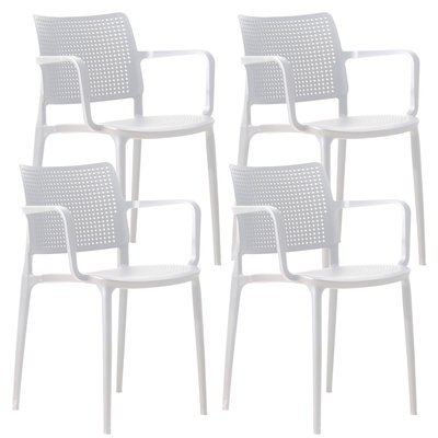 Lot de 4 chaises de terrasse ajourée en plastique avec accoudoirs, RIGA OVIALA