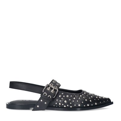 Slingbacks en cuir avec clous et boucle SACHA