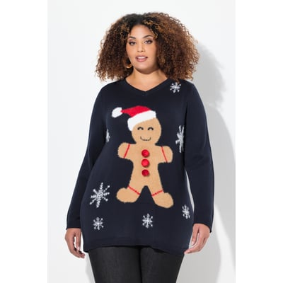 Pull de Noël à col en V et manches longues ULLA POPKEN