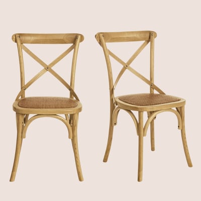 Chaises bistrot en rotin (lot de 2) - ESTAMINET HELLIN, DEPUIS 1862