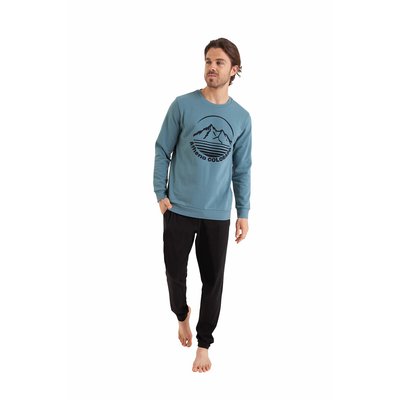 Pyjama long col rond en molleton ATHENA