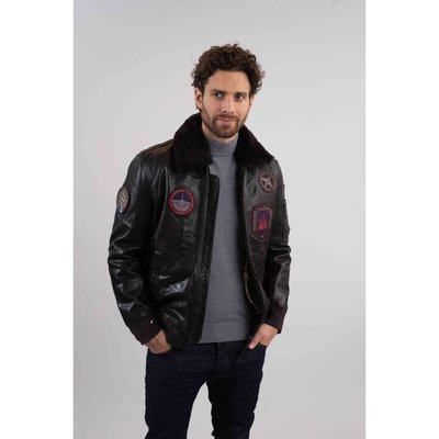 Cuir Col rabattu zippé ATHOS ALPHA REDSKINS