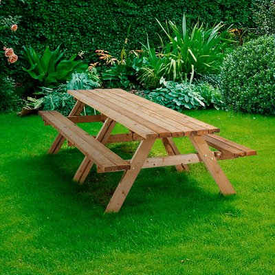 Table de pique-nique en bois 12 personnes CEMONJARDIN
