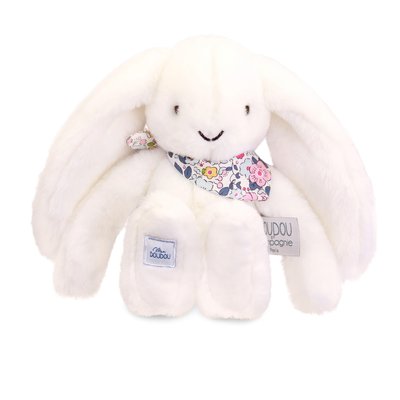 Peluche Lapin Fleurette blanc 25 cm DOUDOU ET COMPAGNIE