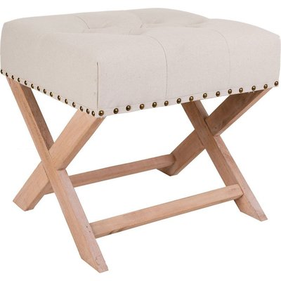 Banc bas en bois tapissé coton lin  style antique RECOLLECTION