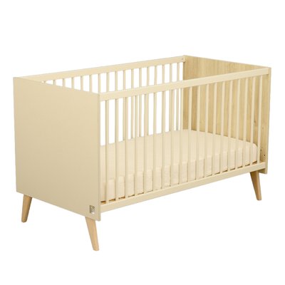 Lit bébé évolutif - Little Big Bed sur pieds en bois avec têtes panneaux imitation bois SAUTHON
