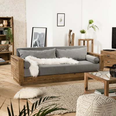 Canapé gris 3 places en bois de pin recyclé DENVER PIER IMPORT