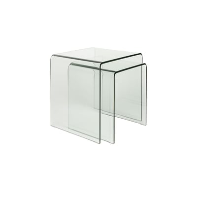 Table d'appoint carré en verre, L. BOITE A DESIGN