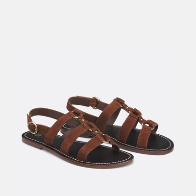 Сандалии из кожи на плоской подошве LA REDOUTE COLLECTIONS