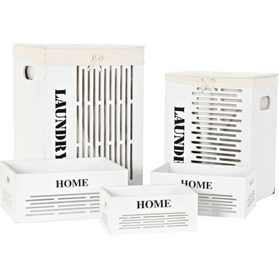 Paniers en bois (lot de 5) pour linge et rangement RECOLLECTION