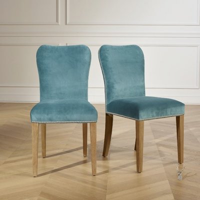 Lot de 2 chaises en chêne et velours clouté HUNTER ROBIN DES BOIS