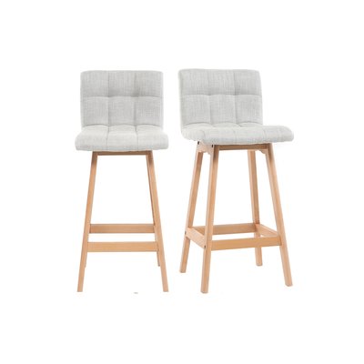 Tabourets de bar design pieds bois H65 cm (lot de 2) KLARIS MILIBOO